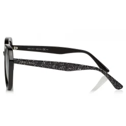 Jimmy Choo - Mace - Black Rounded Acetate Sunglasses with Glitter Detailing - Sunglasses - Jimmy Choo Eyewear - Avvenice