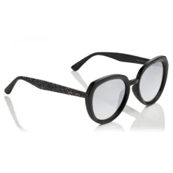Jimmy Choo - Mace - Black Rounded Acetate Sunglasses with Glitter Detailing - Sunglasses - Jimmy Choo Eyewear - Avvenice