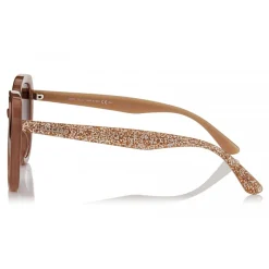 Jimmy Choo - Mace - Opal Nude Acetate Rounded Sunglasses with Glitter Detailing - Sunglasses - Jimmy Choo Eyewear - Avvenice