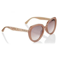 Jimmy Choo - Mace - Opal Nude Acetate Rounded Sunglasses with Glitter Detailing - Sunglasses - Jimmy Choo Eyewear - Avvenice