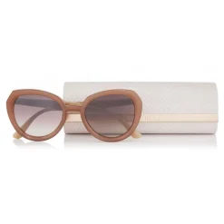 Jimmy Choo - Mace - Opal Nude Acetate Rounded Sunglasses with Glitter Detailing - Sunglasses - Jimmy Choo Eyewear - Avvenice