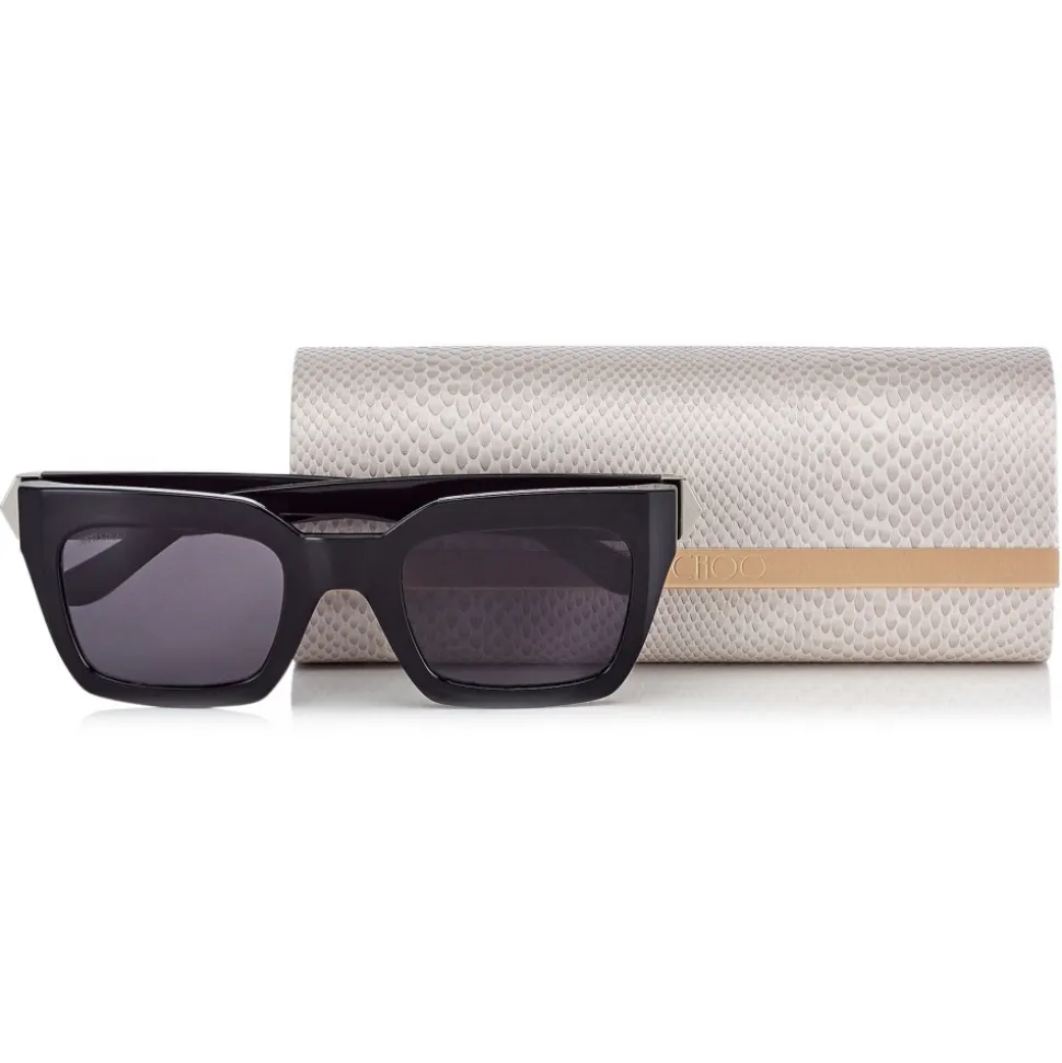 Jimmy Choo - Maika - Grey Cat Eye Sunglasses with Black Frame - Jimmy Choo Eyewear - Avvenice
