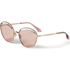 Jimmy Choo - Malya - Copper Gold Oval Sunglasses with Pink Lamé Glitter - Jimmy Choo Eyewear - Avvenice