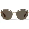 Jimmy Choo - Malya - Rose Gold Oval Sunglasses with Gold Lamé Glitter - Jimmy Choo Eyewear - Avvenice