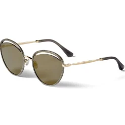 Jimmy Choo - Malya - Rose Gold Oval Sunglasses with Gold Lamé Glitter - Jimmy Choo Eyewear - Avvenice