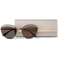 Jimmy Choo - Malya - Rose Gold Oval Sunglasses with Gold Lamé Glitter - Jimmy Choo Eyewear - Avvenice