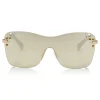 Jimmy Choo - Mask - Rose Gold and Grey Round Frame Sunglasses with Swarovski Crystals - Jimmy Choo Eyewear - Avvenice
