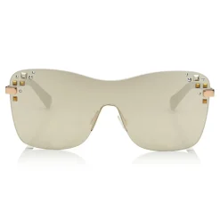 Jimmy Choo - Mask - Rose Gold and Grey Round Frame Sunglasses with Swarovski Crystals - Jimmy Choo Eyewear - Avvenice