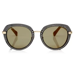 Jimmy Choo - Mori - Black Rounded Acetate Sunglasses with Stud Detailing - Sunglasses - Jimmy Choo Eyewear - Avvenice