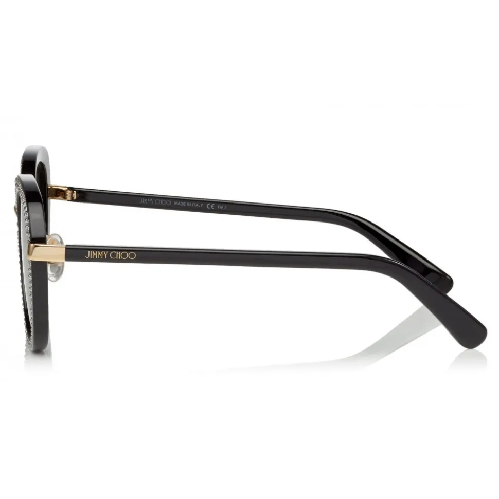 Jimmy Choo - Mori - Black Rounded Acetate Sunglasses with Stud Detailing - Sunglasses - Jimmy Choo Eyewear - Avvenice