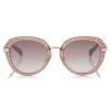 Jimmy Choo - Mori - Opal Nude Rounded Acetate Sunglasses with Stud Detailing - Sunglasses - Jimmy Choo Eyewear - Avvenice