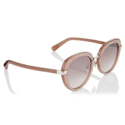 Jimmy Choo - Mori - Opal Nude Rounded Acetate Sunglasses with Stud Detailing - Sunglasses - Jimmy Choo Eyewear - Avvenice