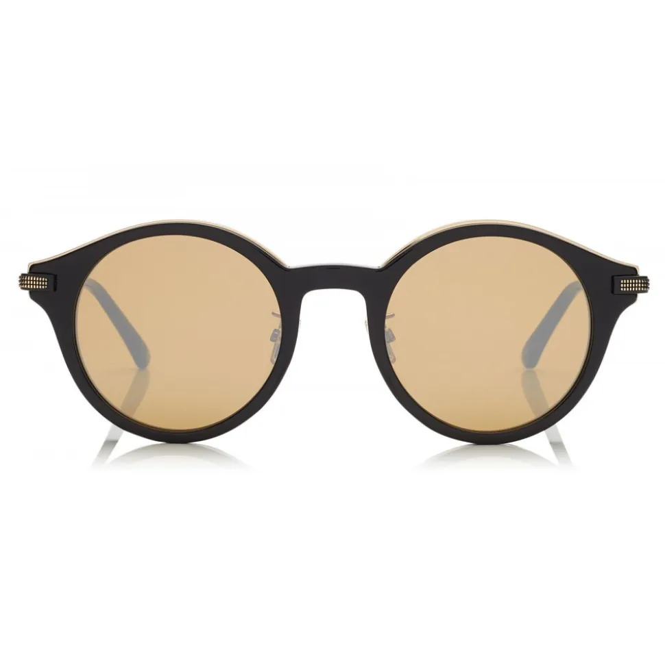 Jimmy Choo - Nick - Black and Gold Round Frame Sunglasses - Jimmy Choo Eyewear - Avvenice