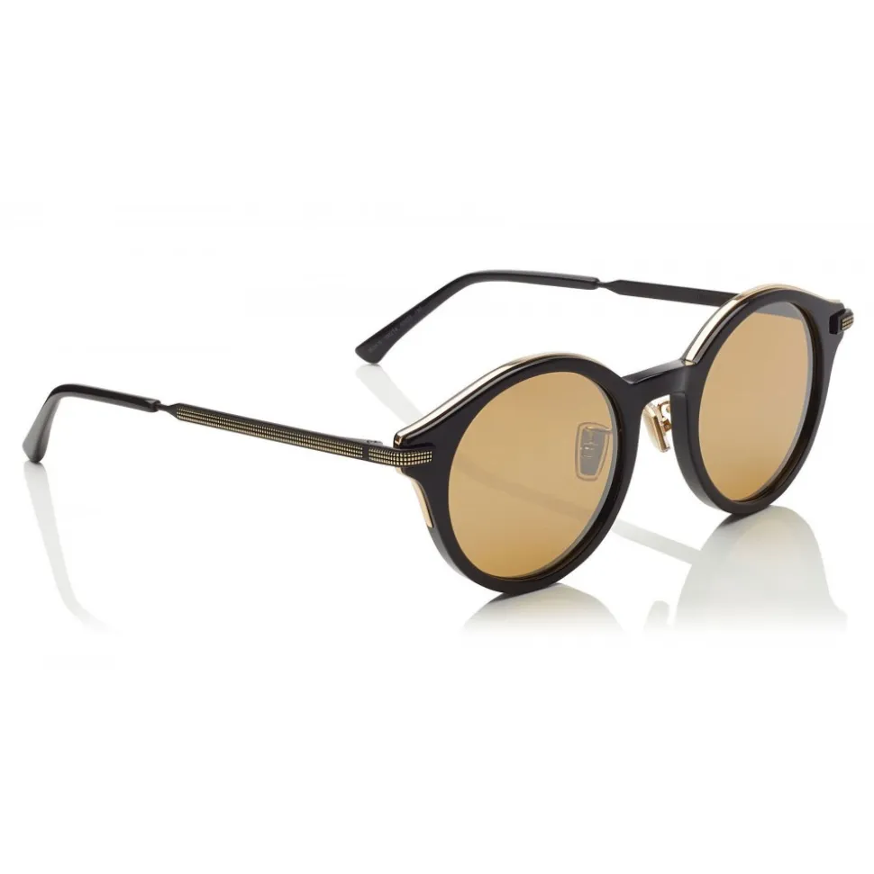 Jimmy Choo - Nick - Black and Gold Round Frame Sunglasses - Jimmy Choo Eyewear - Avvenice