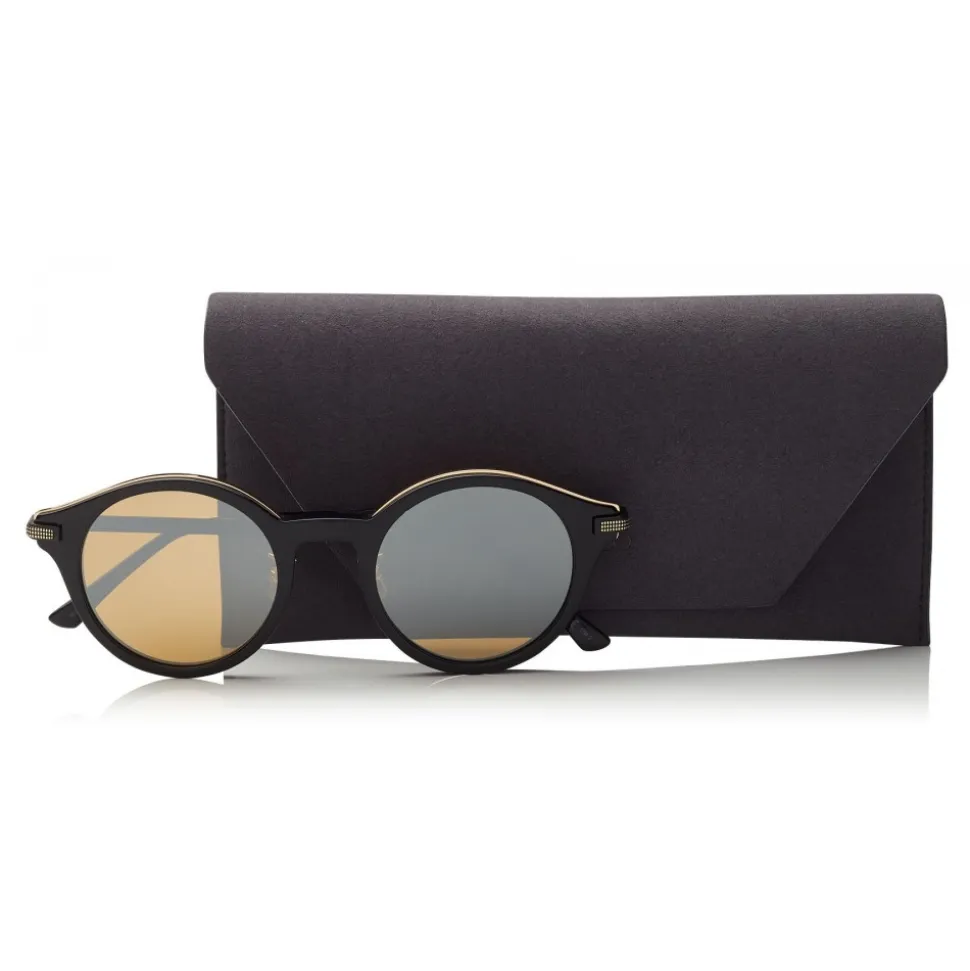 Jimmy Choo - Nick - Black and Gold Round Frame Sunglasses - Jimmy Choo Eyewear - Avvenice