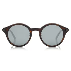 Jimmy Choo - Nick - Havana Red and Dark Ruthenium Matt Round Frame Sunglasses - Jimmy Choo Eyewear - Avvenice