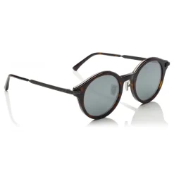 Jimmy Choo - Nick - Havana Red and Dark Ruthenium Matt Round Frame Sunglasses - Jimmy Choo Eyewear - Avvenice