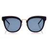 Jimmy Choo - Nile - Rose Gold Metal Cat-Eye Sunglasses with Blue Leather Detailing - Sunglasses - Jimmy Choo Eyewear - Avvenice