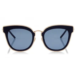 Jimmy Choo - Nile - Rose Gold Metal Cat-Eye Sunglasses with Blue Leather Detailing - Sunglasses - Jimmy Choo Eyewear - Avvenice