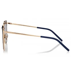 Jimmy Choo - Nile - Rose Gold Metal Cat-Eye Sunglasses with Blue Leather Detailing - Sunglasses - Jimmy Choo Eyewear - Avvenice