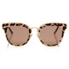 Jimmy Choo - Nile - Rose Gold Metal Cat-Eye Sunglasses with Leopard Leather Detailing - Sunglasses - Jimmy Choo Eyewear - Avvenice