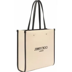 Jimmy Choo - N/S Tote Bag - Beige Black - Jimmy Choo Exclusive Luxury Collection - Avvenice