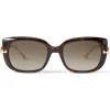 Jimmy Choo - Orla - Dark Havana Square Sunglasses with Rose Gold Temples and JC emblem - Jimmy Choo Eyewear - Avvenice