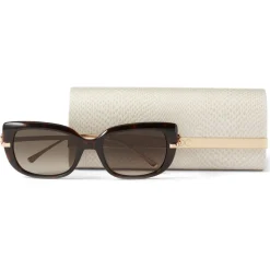 Jimmy Choo - Orla - Dark Havana Square Sunglasses with Rose Gold Temples and JC emblem - Jimmy Choo Eyewear - Avvenice