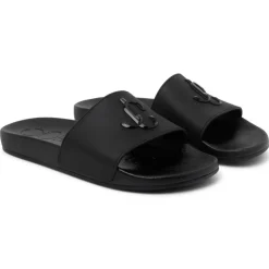 Jimmy Choo - Port Monogram Logo Slides - Black - Jimmy Choo Exclusive Luxury Collection - Avvenice