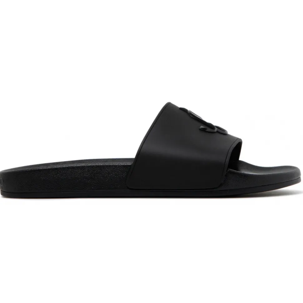 Jimmy Choo - Port Monogram Logo Slides - Black - Jimmy Choo Exclusive Luxury Collection - Avvenice
