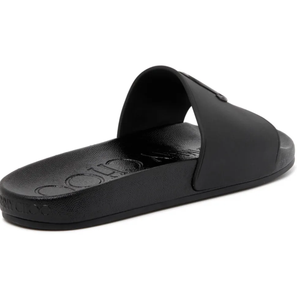 Jimmy Choo - Port Monogram Logo Slides - Black - Jimmy Choo Exclusive Luxury Collection - Avvenice
