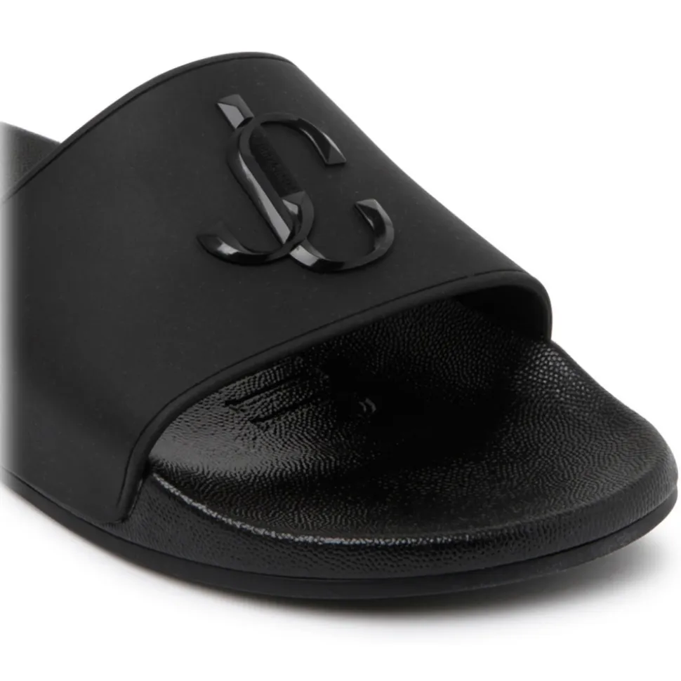 Jimmy Choo - Port Monogram Logo Slides - Black - Jimmy Choo Exclusive Luxury Collection - Avvenice