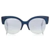 Jimmy Choo - Pryia - Dark Blue Acetate Oval Frame Sunglasses with Glitter Detailing - Sunglasses - Jimmy Choo Eyewear - Avvenice