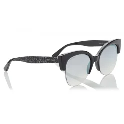 Jimmy Choo - Pryia - Nude Acetate Oval Frame Sunglasses with Glitter Detailing - Sunglasses - Jimmy Choo Eyewear - Avvenice