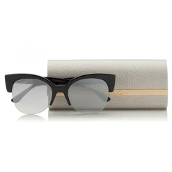 Jimmy Choo - Pryia - Nude Acetate Oval Frame Sunglasses with Glitter Detailing - Sunglasses - Jimmy Choo Eyewear - Avvenice