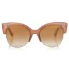 Jimmy Choo - Pryia - Nude Acetate Oval Frame Sunglasses with Glitter Detailing - Sunglasses - Jimmy Choo Eyewear - Avvenice