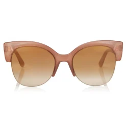 Jimmy Choo - Pryia - Nude Acetate Oval Frame Sunglasses with Glitter Detailing - Sunglasses - Jimmy Choo Eyewear - Avvenice