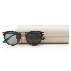 Jimmy Choo - Raffy - Havana and Green Round Framed Sunglasses - Sunglasses - Jimmy Choo Eyewear - Avvenice