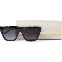 Jimmy Choo - Rikki - Black Cat Eye Sunglasses with Glitter Choo Logo - Jimmy Choo Eyewear - Avvenice