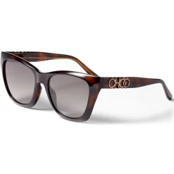 Jimmy Choo - Rikki - Brown Tortoiseshell Havana Cat Eye Sunglasses with Glittered Choo Logo - Jimmy Choo Eyewear - Avvenice