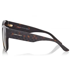 Jimmy Choo - Roxie - Dark Havana Oversized Sunglasses with Star Detailing - Sunglasses - Jimmy Choo Eyewear - Avvenice
