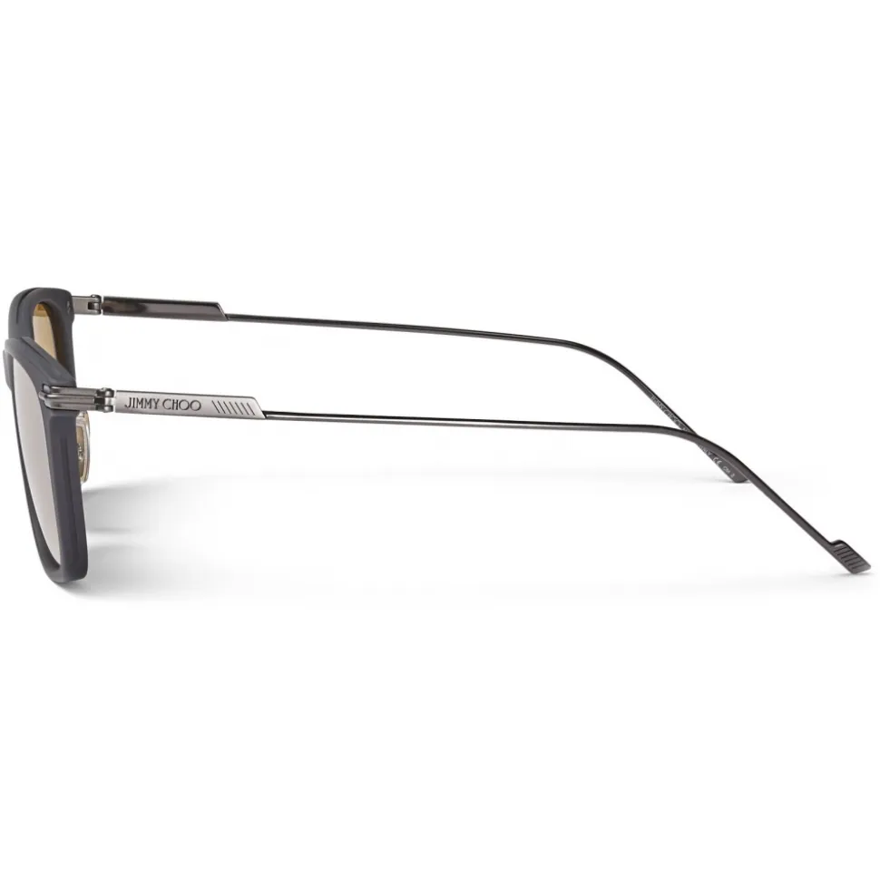 Jimmy Choo - Ryan - Grey Acetate Square Sunglasses with Silver Mirror Lenses - Jimmy Choo Eyewear - Avvenice