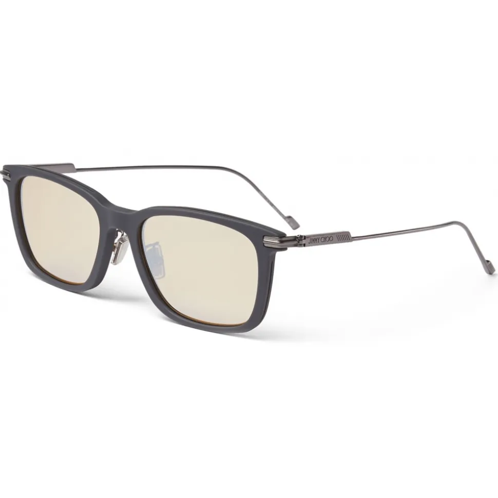 Jimmy Choo - Ryan - Grey Acetate Square Sunglasses with Silver Mirror Lenses - Jimmy Choo Eyewear - Avvenice