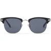 Jimmy Choo - Sam - Palladium Oval Sunglasses with Black Tips and Grey Lenses - Jimmy Choo Eyewear - Avvenice