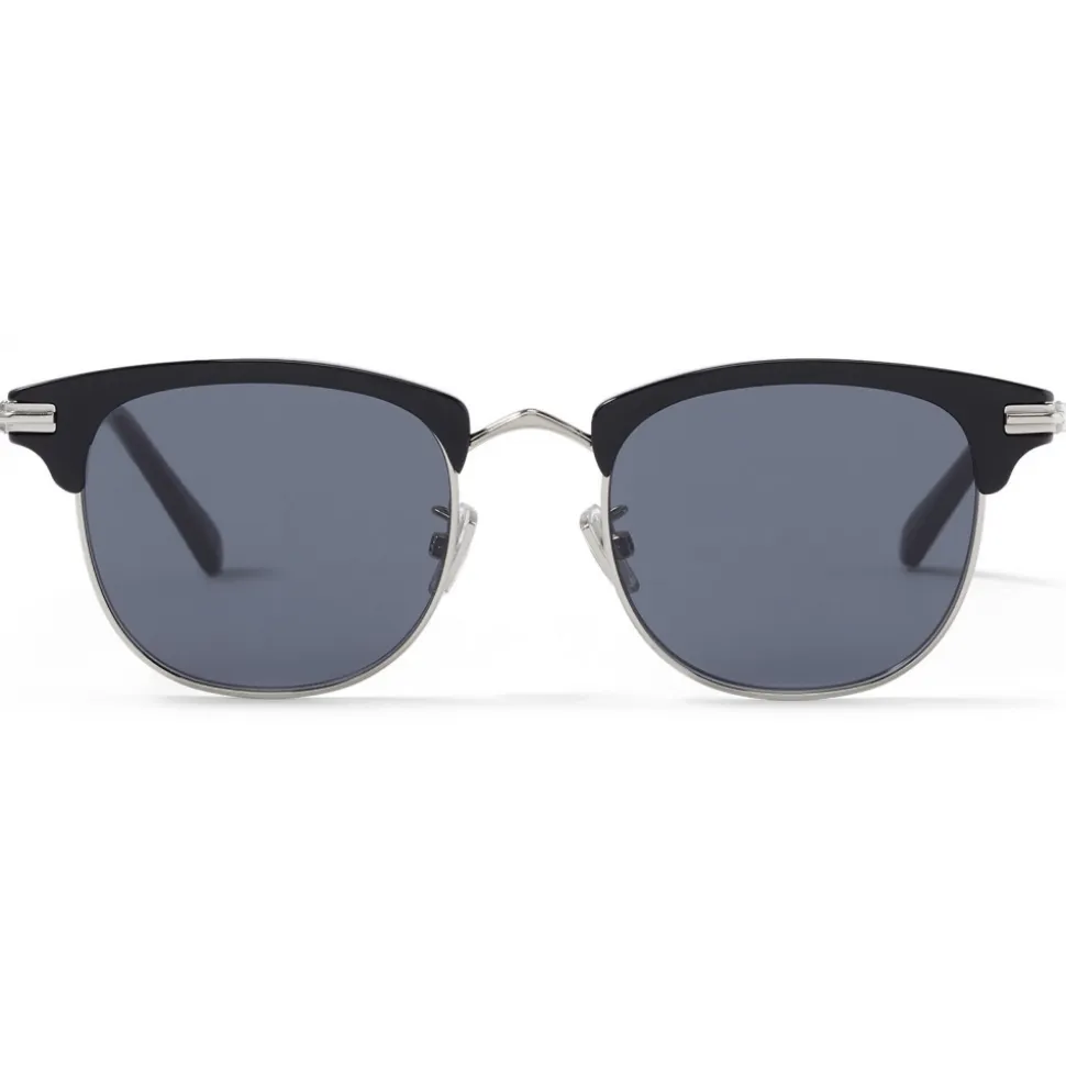 Jimmy Choo - Sam - Palladium Oval Sunglasses with Black Tips and Grey Lenses - Jimmy Choo Eyewear - Avvenice