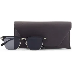 Jimmy Choo - Sam - Palladium Oval Sunglasses with Black Tips and Grey Lenses - Jimmy Choo Eyewear - Avvenice
