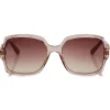 Jimmy Choo - Sammi - Brown Shaded Square Sunglasses with Nude Frame - Avvenice