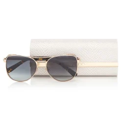 Jimmy Choo - Sheena - Gold Copper Metal Aviator Sunglasses - Jimmy Choo Eyewear - Avvenice