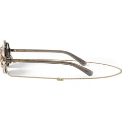 Jimmy Choo - Shine - Black Ruthenium Sunglasses with Grey Lenses and Clip-On Chain Embellishment - Jimmy Choo Eyewear - Avvenice