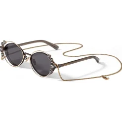 Jimmy Choo - Shine - Black Ruthenium Sunglasses with Grey Lenses and Clip-On Chain Embellishment - Jimmy Choo Eyewear - Avvenice